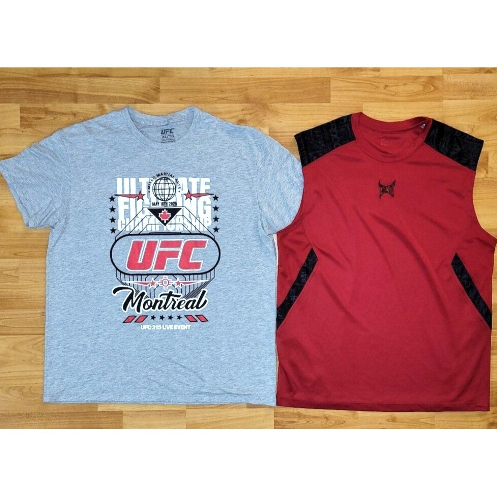 UFC Tapout XL Bundle: UFC Montreal Gray T-Shirt + Tapout Red Tank Muscle Shirt